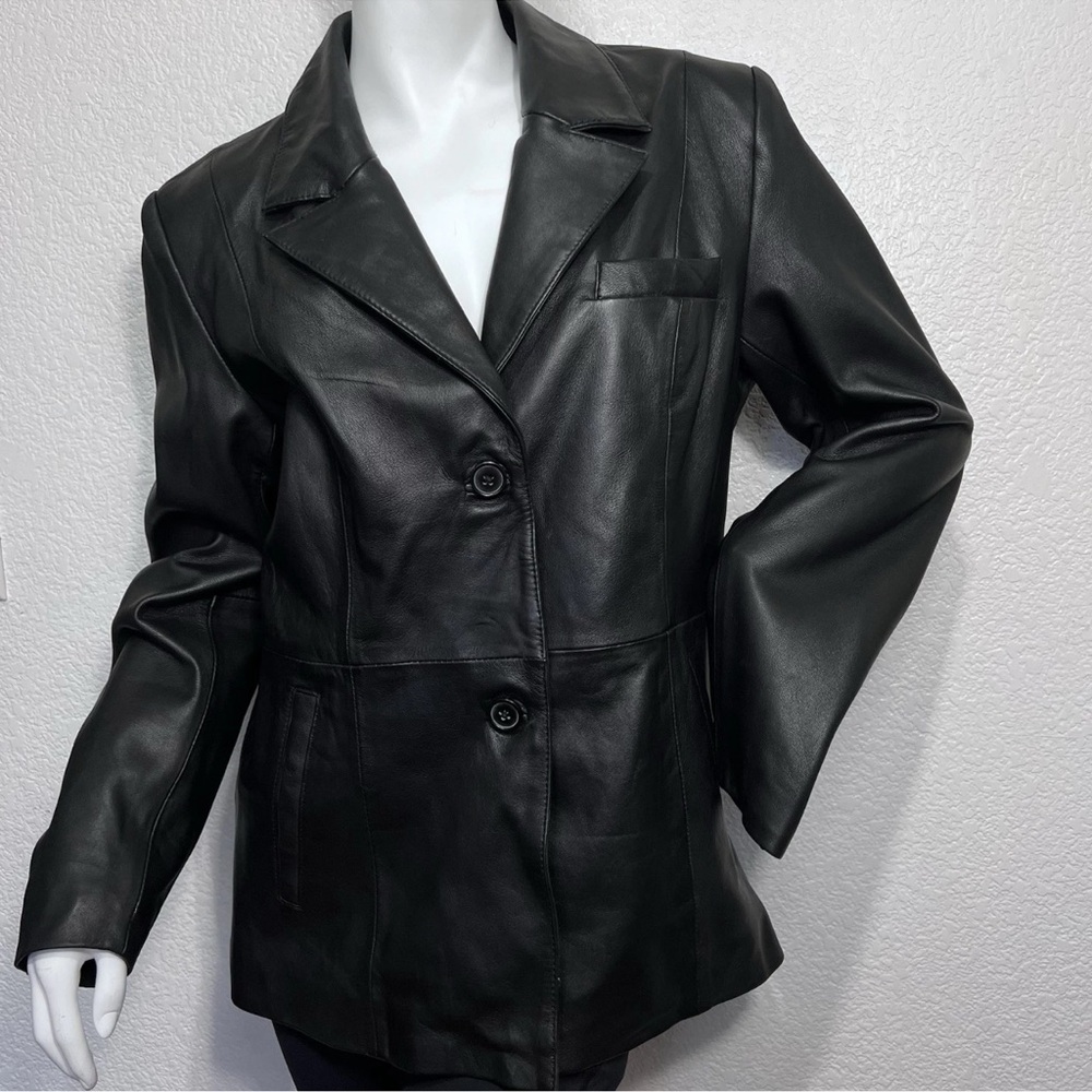 Whet Blu Women Blazer/Jacket L Soft Leather Black Lined Casual Work Office